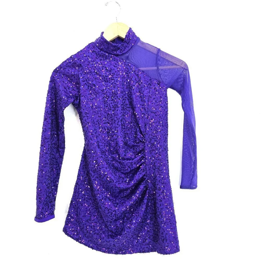 Weissman Purple Sequin Me Against the Music Dance Costume Size M Child